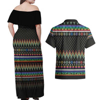 Pride Cat LGBT Couples Matching Off Shoulder Maxi Dress and Hawaiian Shirt Happy Purride Christmas - Cute Pet Rainbow Flag - Wonder Print Shop