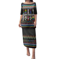 Pride Cat LGBT Family Matching Puletasi and Hawaiian Shirt Happy Purride Christmas - Cute Pet Rainbow Flag - Wonder Print Shop