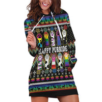 Pride Cat LGBT Hoodie Dress Happy Purride Christmas - Cute Pet Rainbow Flag - Wonder Print Shop