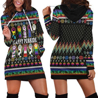 Pride Cat LGBT Hoodie Dress Happy Purride Christmas - Cute Pet Rainbow Flag - Wonder Print Shop
