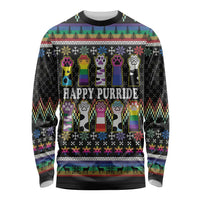 Pride Cat LGBT Long Sleeve Shirt Happy Purride Christmas - Cute Pet Rainbow Flag - Wonder Print Shop