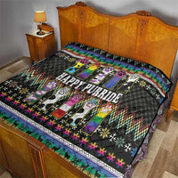 Pride Cat LGBT Quilt Happy Purride Christmas - Cute Pet Rainbow Flag - Wonder Print Shop