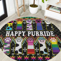 Pride Cat LGBT Round Carpet Happy Purride Christmas - Cute Pet Rainbow Flag