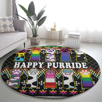 Pride Cat LGBT Round Carpet Happy Purride Christmas - Cute Pet Rainbow Flag