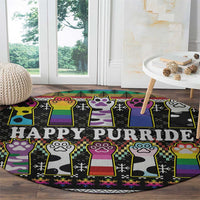 Pride Cat LGBT Round Carpet Happy Purride Christmas - Cute Pet Rainbow Flag