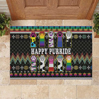 Pride Cat LGBT Rubber Doormat Happy Purride Christmas - Cute Pet Rainbow Flag - Wonder Print Shop