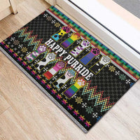 Pride Cat LGBT Rubber Doormat Happy Purride Christmas - Cute Pet Rainbow Flag - Wonder Print Shop