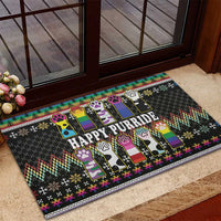 Pride Cat LGBT Rubber Doormat Happy Purride Christmas - Cute Pet Rainbow Flag - Wonder Print Shop