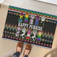 Pride Cat LGBT Rubber Doormat Happy Purride Christmas - Cute Pet Rainbow Flag - Wonder Print Shop
