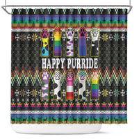 Pride Cat LGBT Shower Curtain Happy Purride Christmas - Cute Pet Rainbow Flag