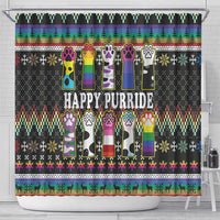 Pride Cat LGBT Shower Curtain Happy Purride Christmas - Cute Pet Rainbow Flag