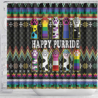 Pride Cat LGBT Shower Curtain Happy Purride Christmas - Cute Pet Rainbow Flag