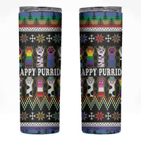 Pride Cat LGBT Skinny Tumbler Happy Purride Christmas - Cute Pet Rainbow Flag - Wonder Print Shop
