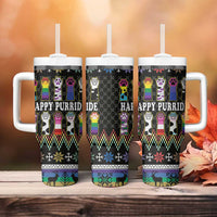 Pride Cat LGBT Tumbler With Handle Happy Purride Christmas - Cute Pet Rainbow Flag - Wonder Print Shop