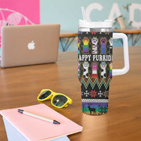 Pride Cat LGBT Tumbler With Handle Happy Purride Christmas - Cute Pet Rainbow Flag - Wonder Print Shop