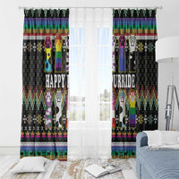 Pride Cat LGBT Window Curtain Happy Purride Christmas - Cute Pet Rainbow Flag - Wonder Print Shop