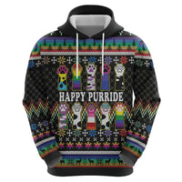 Pride Cat LGBT Zip Hoodie Happy Purride Christmas - Cute Pet Rainbow Flag - Wonder Print Shop