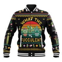 Cacuts Christmas Baseball Jacket Cactus What the Fucculent - Wonder Print Shop