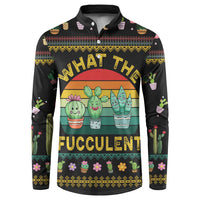 Cacuts Christmas Button Sweatshirt Cactus What the Fucculent - Wonder Print Shop