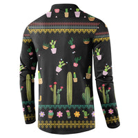 Cacuts Christmas Button Sweatshirt Cactus What the Fucculent - Wonder Print Shop