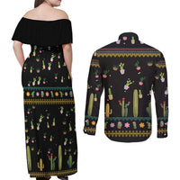 Cacuts Christmas Couples Matching Off Shoulder Maxi Dress and Long Sleeve Button Shirt Cactus What the Fucculent - Wonder Print Shop