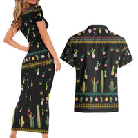 Cacuts Christmas Couples Matching Short Sleeve Bodycon Dress and Hawaiian Shirt Cactus What the Fucculent - Wonder Print Shop
