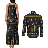 Cacuts Christmas Couples Matching Tank Maxi Dress and Long Sleeve Button Shirt Cactus What the Fucculent - Wonder Print Shop