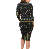 Cacuts Christmas Family Matching Long Sleeve Bodycon Dress and Hawaiian Shirt Cactus What the Fucculent - Wonder Print Shop