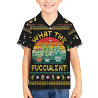 Cacuts Christmas Family Matching Long Sleeve Bodycon Dress and Hawaiian Shirt Cactus What the Fucculent - Wonder Print Shop