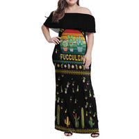 Cacuts Christmas Family Matching Off Shoulder Maxi Dress and Hawaiian Shirt Cactus What the Fucculent - Wonder Print Shop