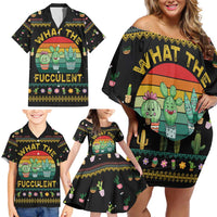 Cacuts Christmas Family Matching Off Shoulder Short Dress and Hawaiian Shirt Cactus What the Fucculent - Wonder Print Shop