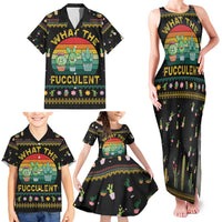 Cacuts Christmas Family Matching Tank Maxi Dress and Hawaiian Shirt Cactus What the Fucculent - Wonder Print Shop