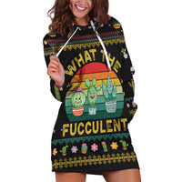 Cacuts Christmas Hoodie Dress Cactus What the Fucculent - Wonder Print Shop