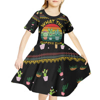 Cacuts Christmas Kid Short Sleeve Dress Cactus What the Fucculent - Wonder Print Shop
