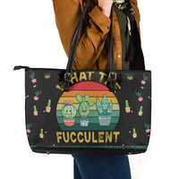 Cacuts Christmas Leather Tote Bag Cactus What the Fucculent - Wonder Print Shop
