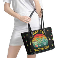 Cacuts Christmas Leather Tote Bag Cactus What the Fucculent - Wonder Print Shop