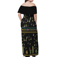 Cacuts Christmas Off Shoulder Maxi Dress Cactus What the Fucculent - Wonder Print Shop