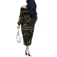 Cacuts Christmas Off The Shoulder Long Sleeve Dress Cactus What the Fucculent - Wonder Print Shop