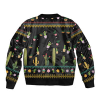 Cacuts Christmas Sleeve Zip Bomber Jacket Cactus What the Fucculent - Wonder Print Shop