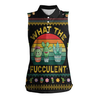 Cacuts Christmas Women Sleeveless Polo Shirt Cactus What the Fucculent - Wonder Print Shop