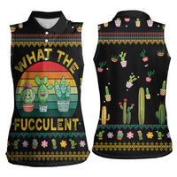 Cacuts Christmas Women Sleeveless Polo Shirt Cactus What the Fucculent - Wonder Print Shop