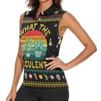 Cacuts Christmas Women Sleeveless Polo Shirt Cactus What the Fucculent - Wonder Print Shop