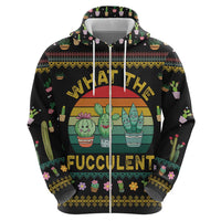 Cacuts Christmas Zip Hoodie Cactus What the Fucculent - Wonder Print Shop