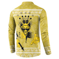 Latin King Button Sweatshirt Paisley Pattern Yellow - Wonder Print Shop