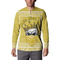 Latin King Button Sweatshirt Paisley Pattern Yellow - Wonder Print Shop