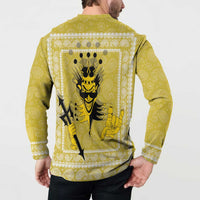 Latin King Button Sweatshirt Paisley Pattern Yellow - Wonder Print Shop