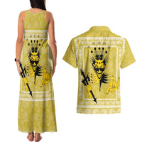 Latin King Couples Matching Tank Maxi Dress and Hawaiian Shirt Paisley Pattern Yellow - Wonder Print Shop