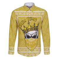 Latin King Family Matching Off The Shoulder Long Sleeve Dress and Hawaiian Shirt Paisley Pattern Yellow - Wonder Print Shop