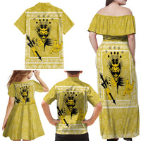 Latin King Family Matching Off Shoulder Maxi Dress and Hawaiian Shirt Paisley Pattern Yellow - Wonder Print Shop