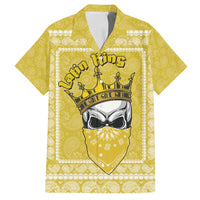 Latin King Family Matching Off Shoulder Maxi Dress and Hawaiian Shirt Paisley Pattern Yellow - Wonder Print Shop
